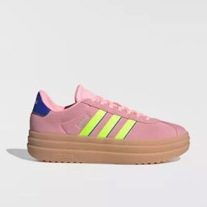 NEW Adidas Women's VL Court Bold Suede Sneaker Platform in Pink Spark